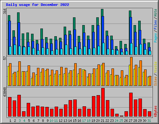 Daily usage for December 2022
